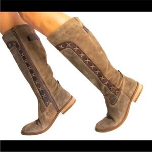 BORN Albi unique Tall Knee High whipstitch suede Leather Boots ⭐️⭐️⭐️⭐️ 9.5